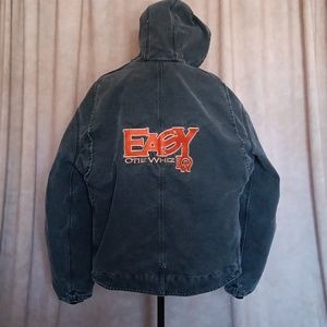 Carhartt Sherpa lined Hooded Canvas Jacket promoting stallion EASY OTIE WHIZ